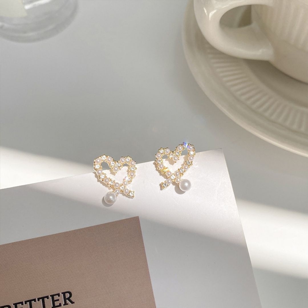 K-Style Bling Hearts Earrings