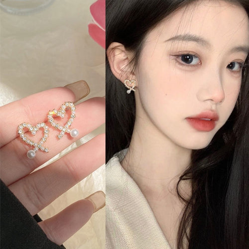 K-Style Bling Hearts Earrings
