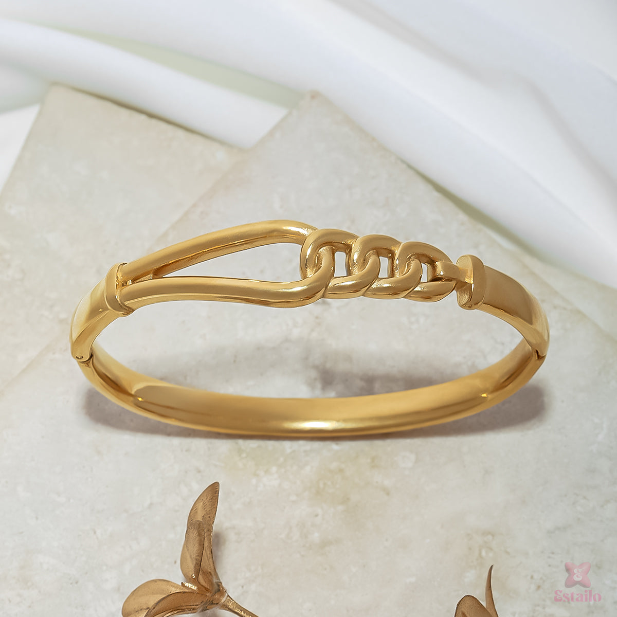 Golden Interlock Cuff Bracelet