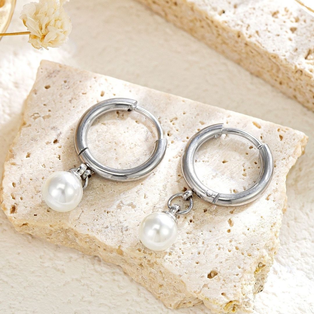 Linear Silver Charms Earrings