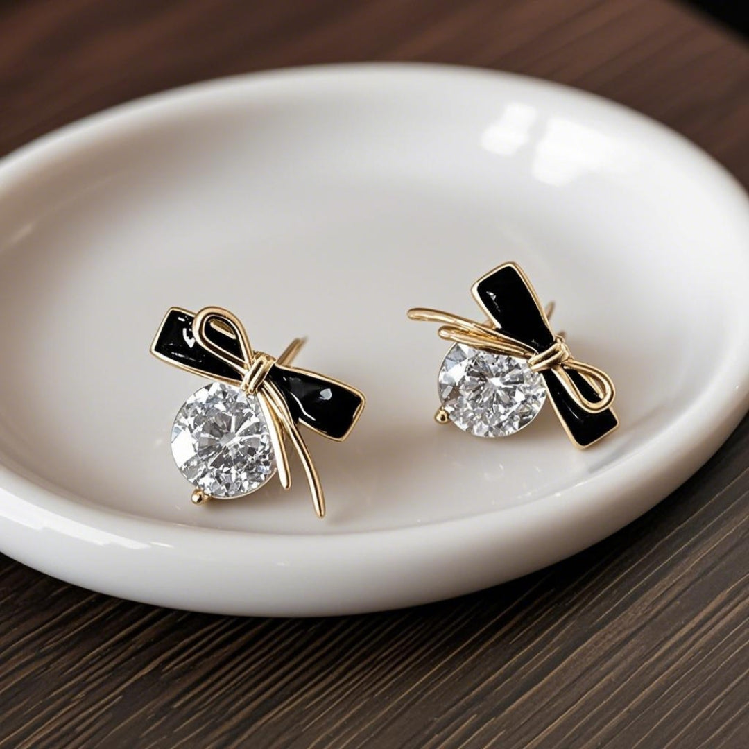 Midnight Sparkle Bow Earrings
