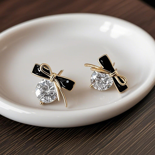 Midnight Sparkle Bow Earrings