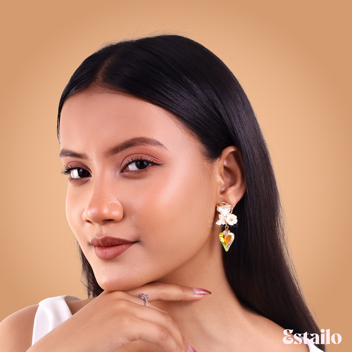 Iridescent Petal Prism Earring