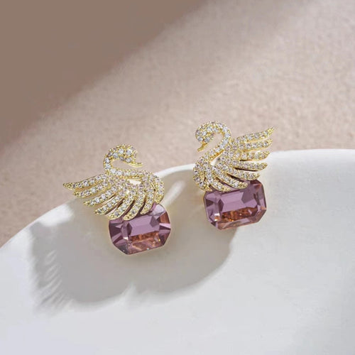 Amethyst Swan Serenade Earrings