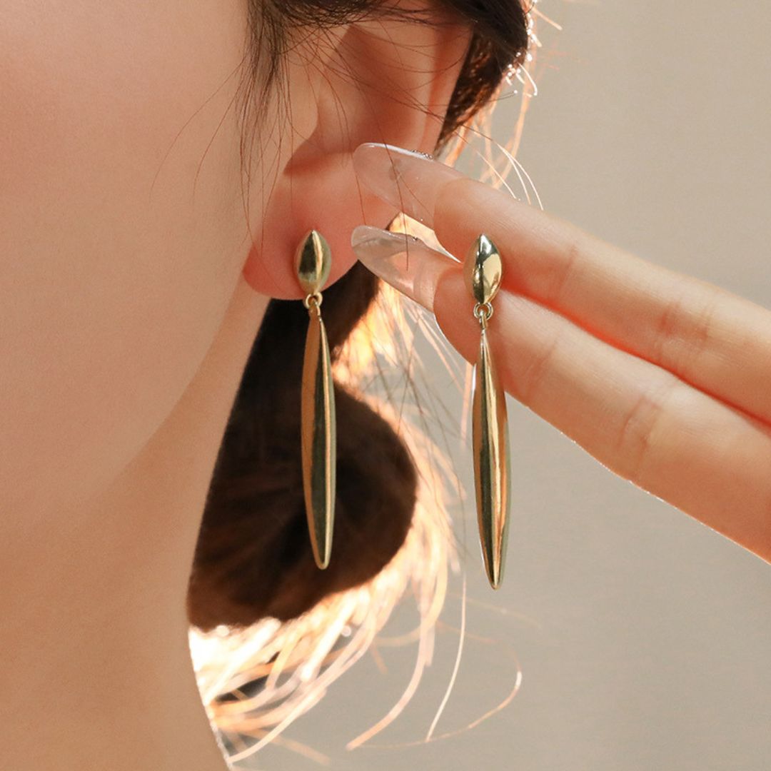 Golden Sleek Drops Earrings