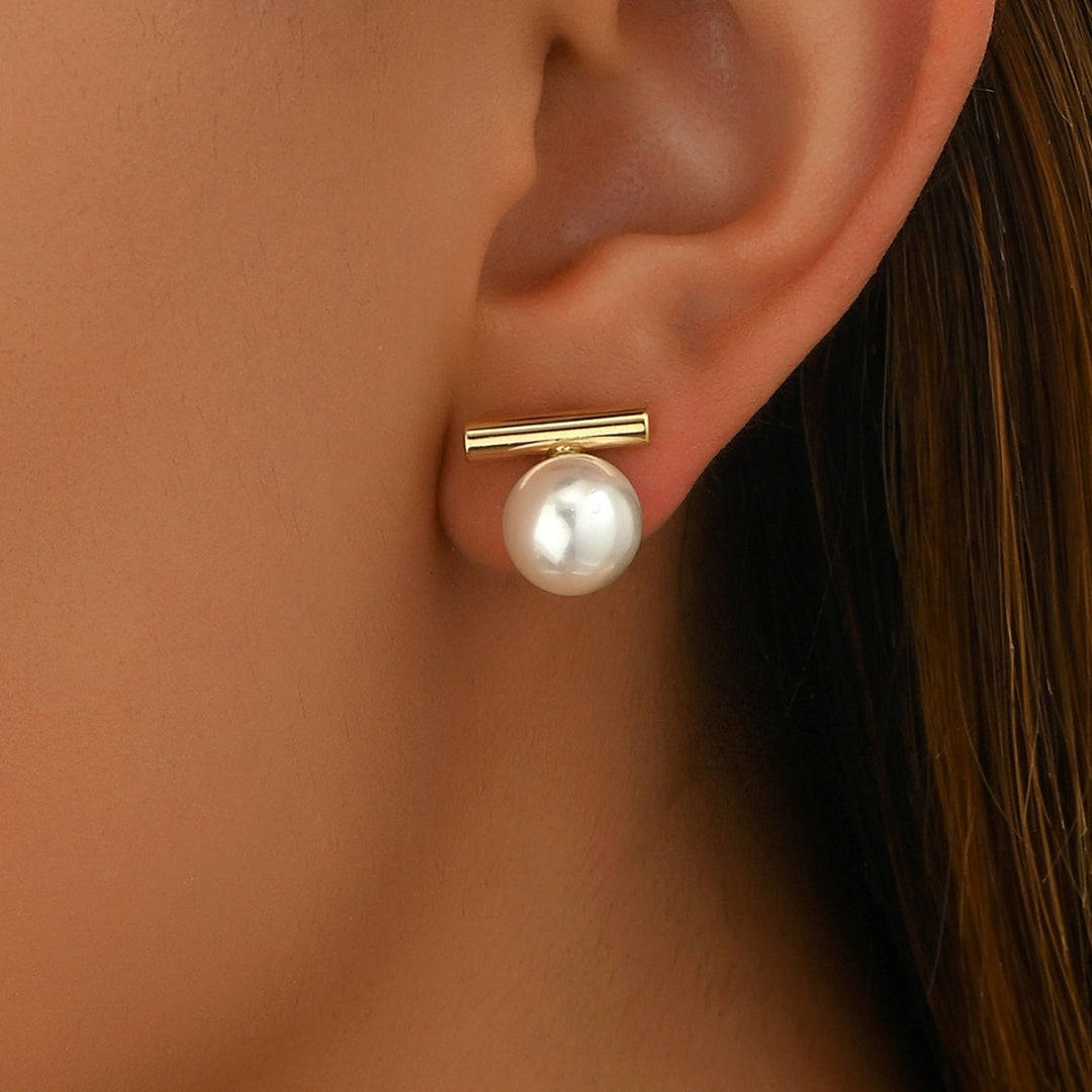 Minimalist Pearl Bar Earrings