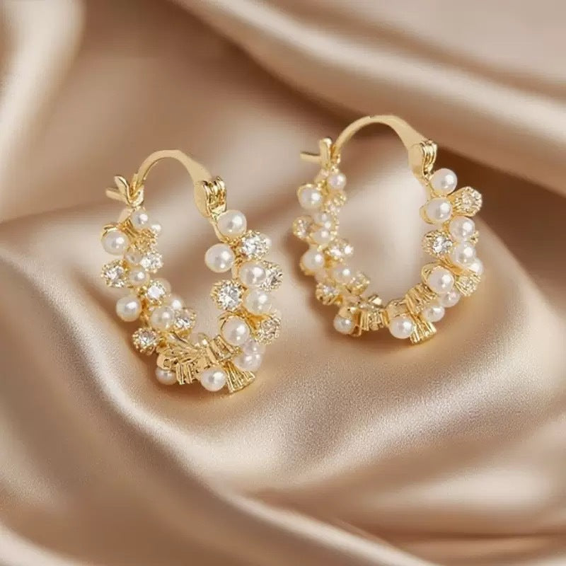 Celestial Pearl Hoops Earring