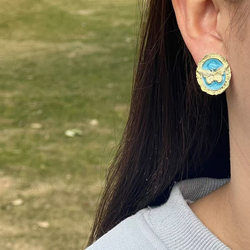 Gilded Butterfly Medallion Studs