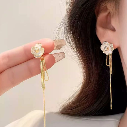 Camellia Chain Drops Earrings