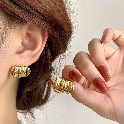 Golden Ripple Studs Earring