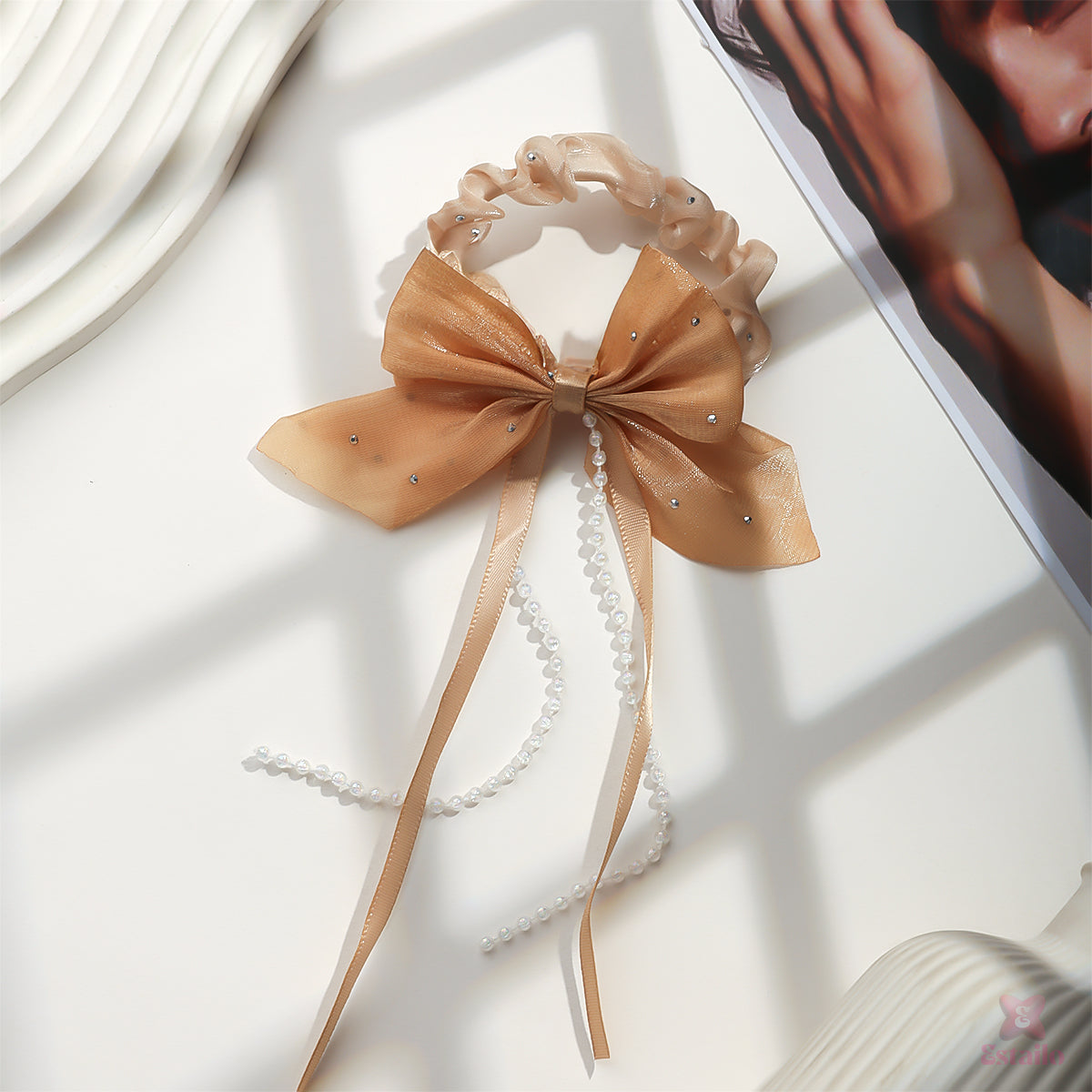Rhinestone Ribbon Tie
