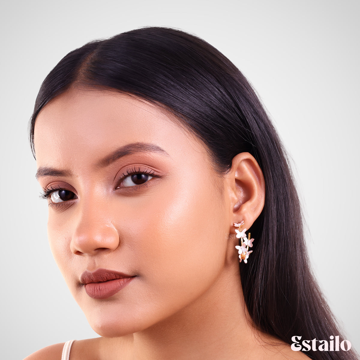 Orchid Winged Hoops Earring