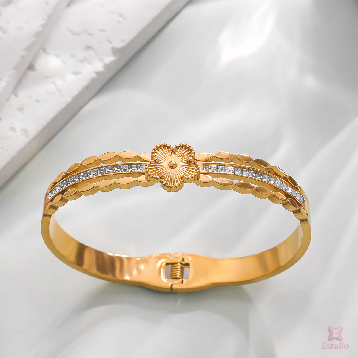 Golden Flower Cuff Bracelet