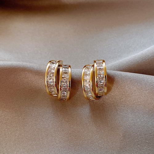 Chic Zircon Embrace Hoops Earrings