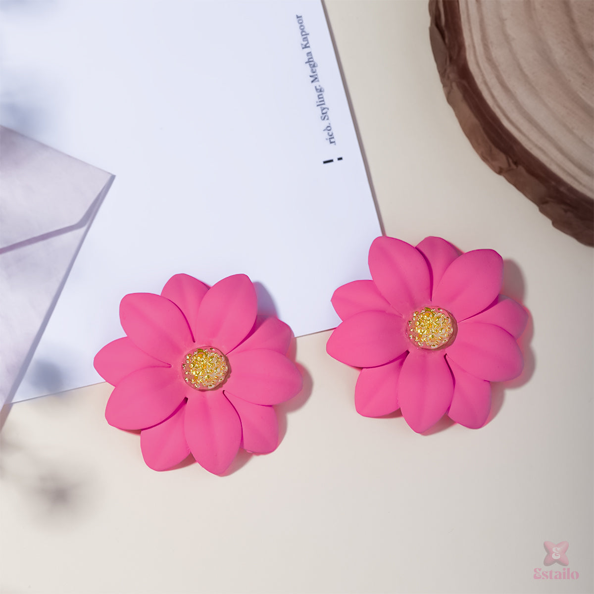Pink Daisy Stud Earrings