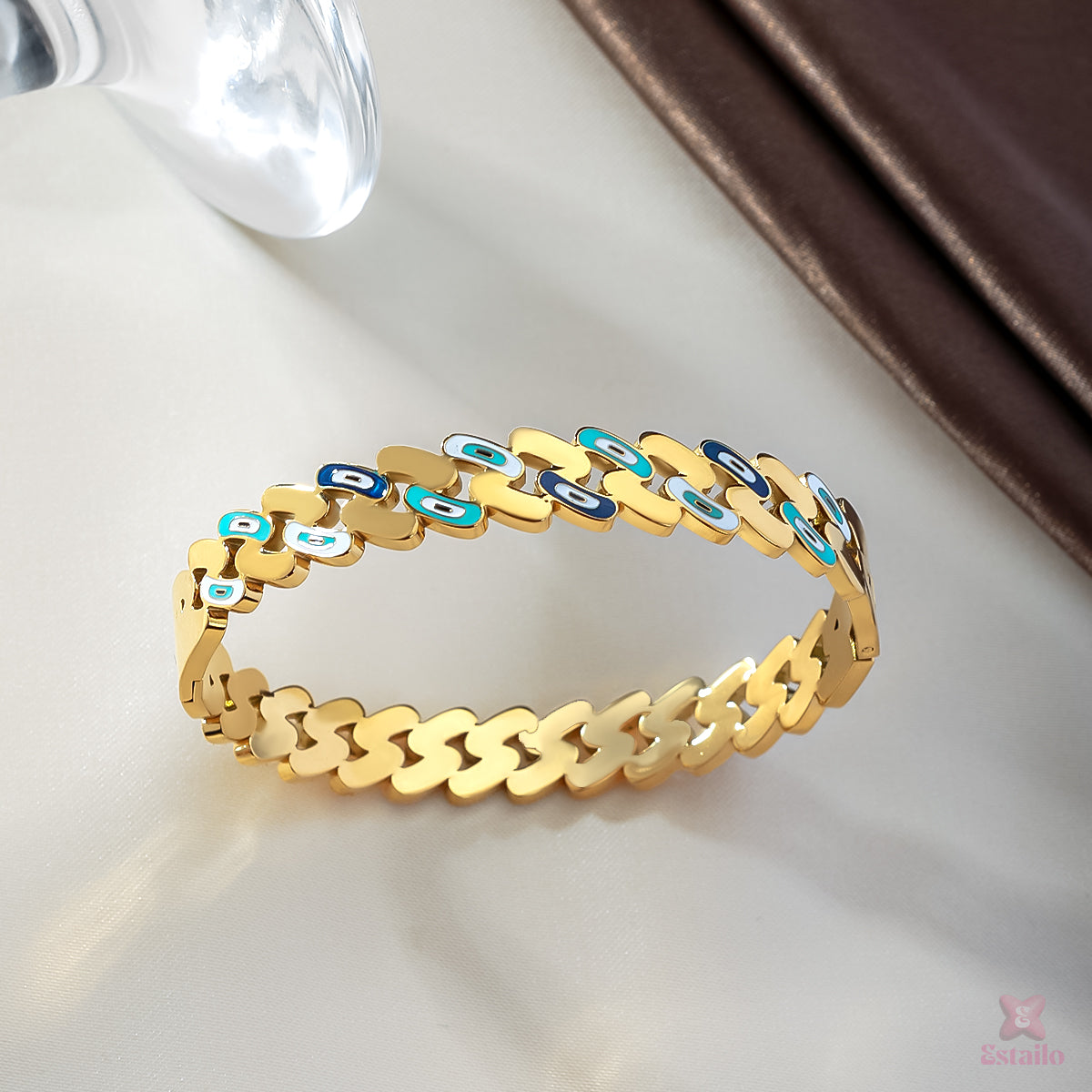 Evil Eye Enamel Cuff Bracelet