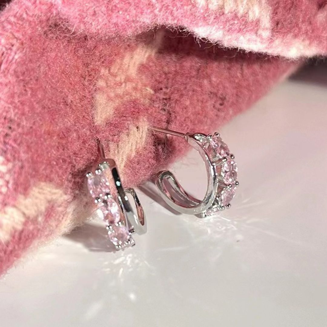 Blush Sparkle Hoops Earrings
