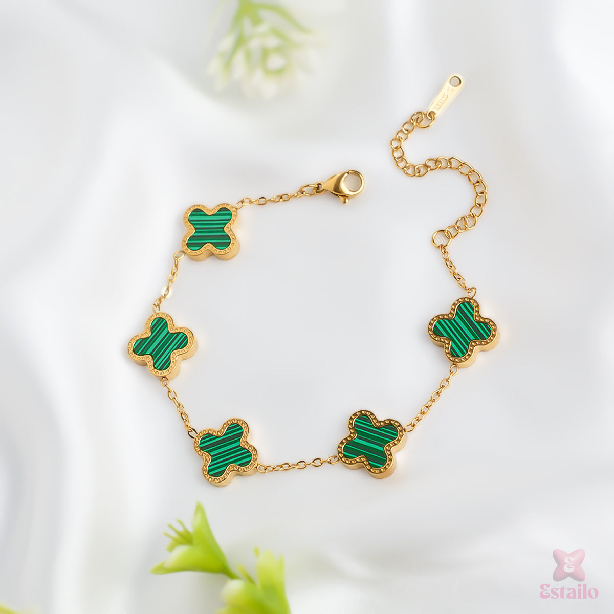 Ethereal Green Clover Bracelet