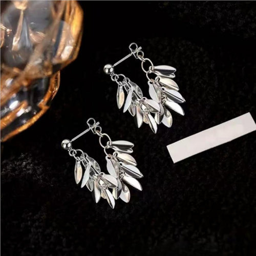 Silver Leaf Cascade Earrings
