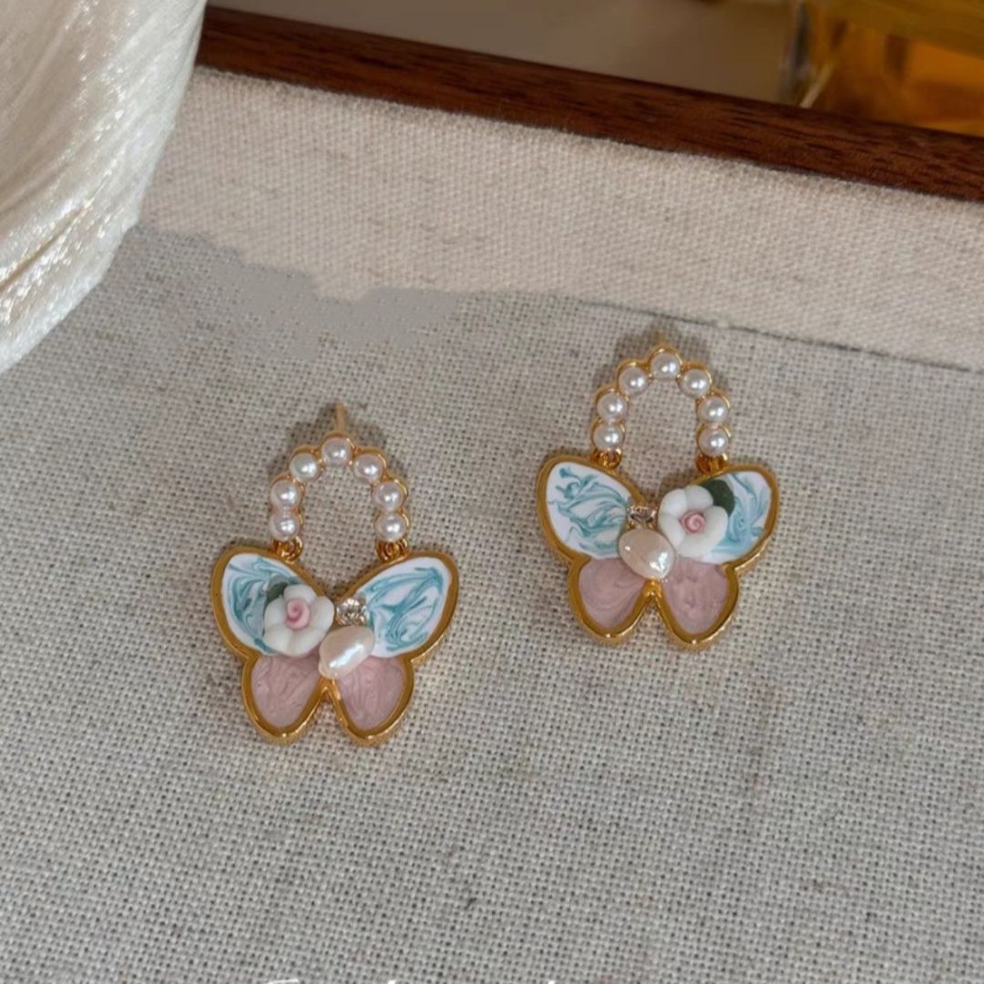 Whimsical Winged Pearls Earrings