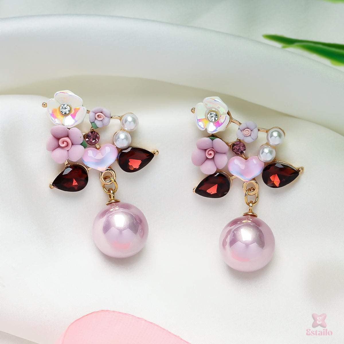 Floral Pearl Drop Earrings
