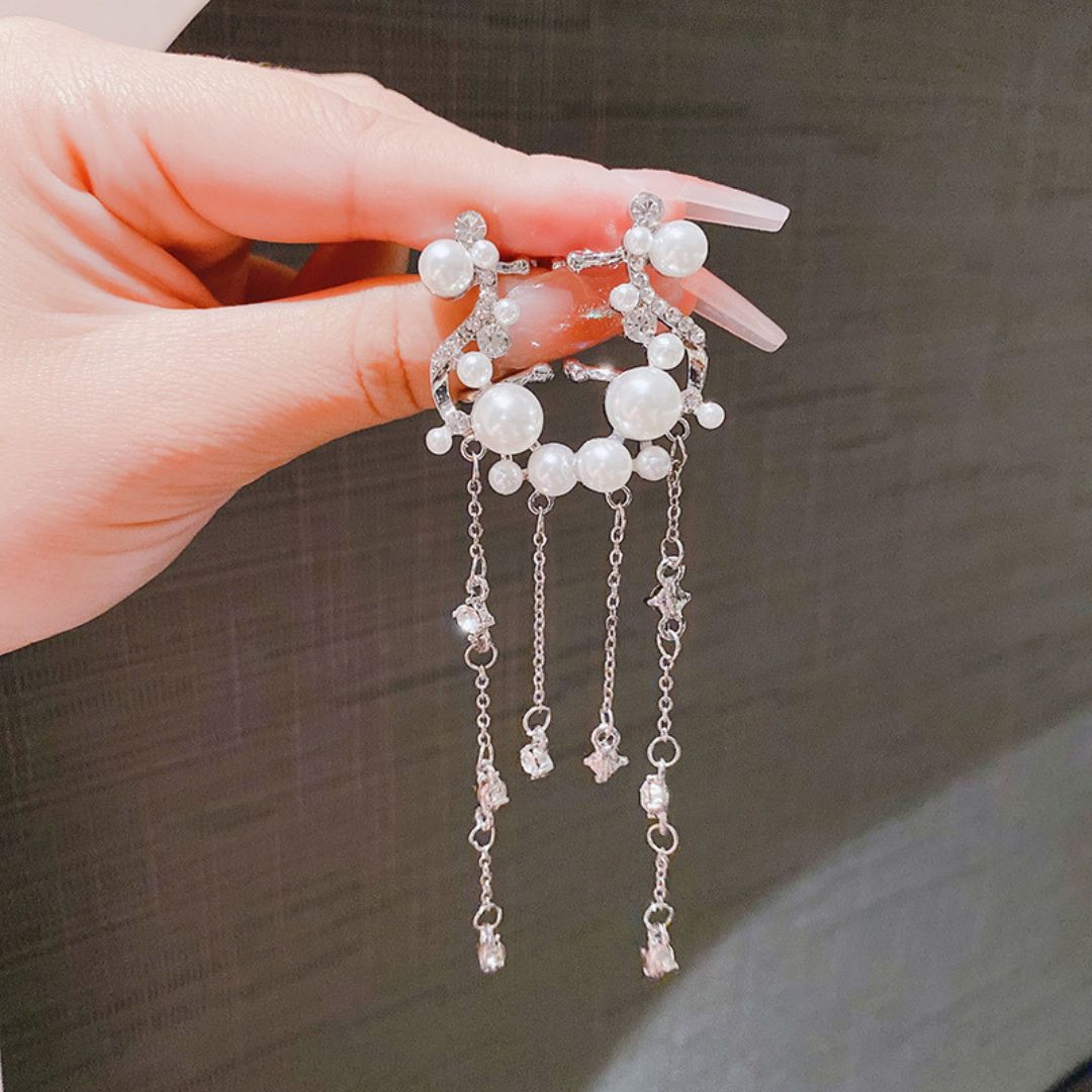 Starlight Pearl Drop Cuff Earrings