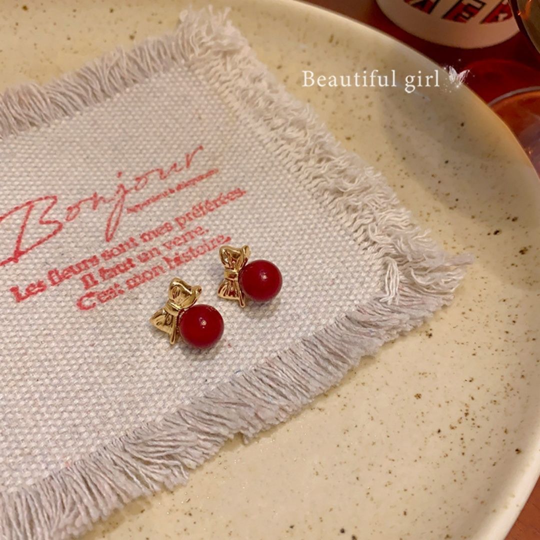 Ruby Ribbon Drops Earrings