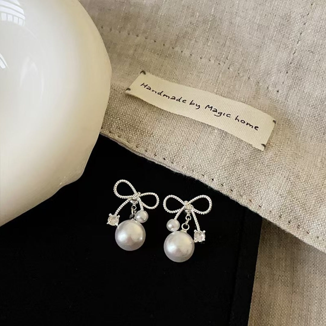 Serene Pearl Bows Earrings