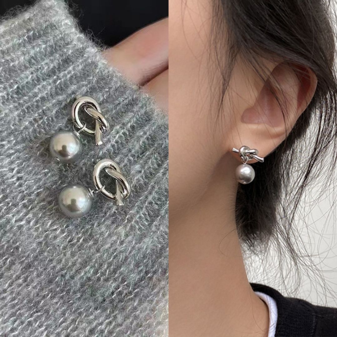 Grey Metro Knot Earrings