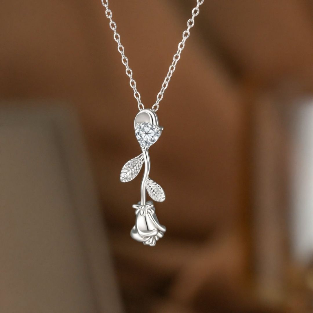 Midnight Meadow Rose Necklace