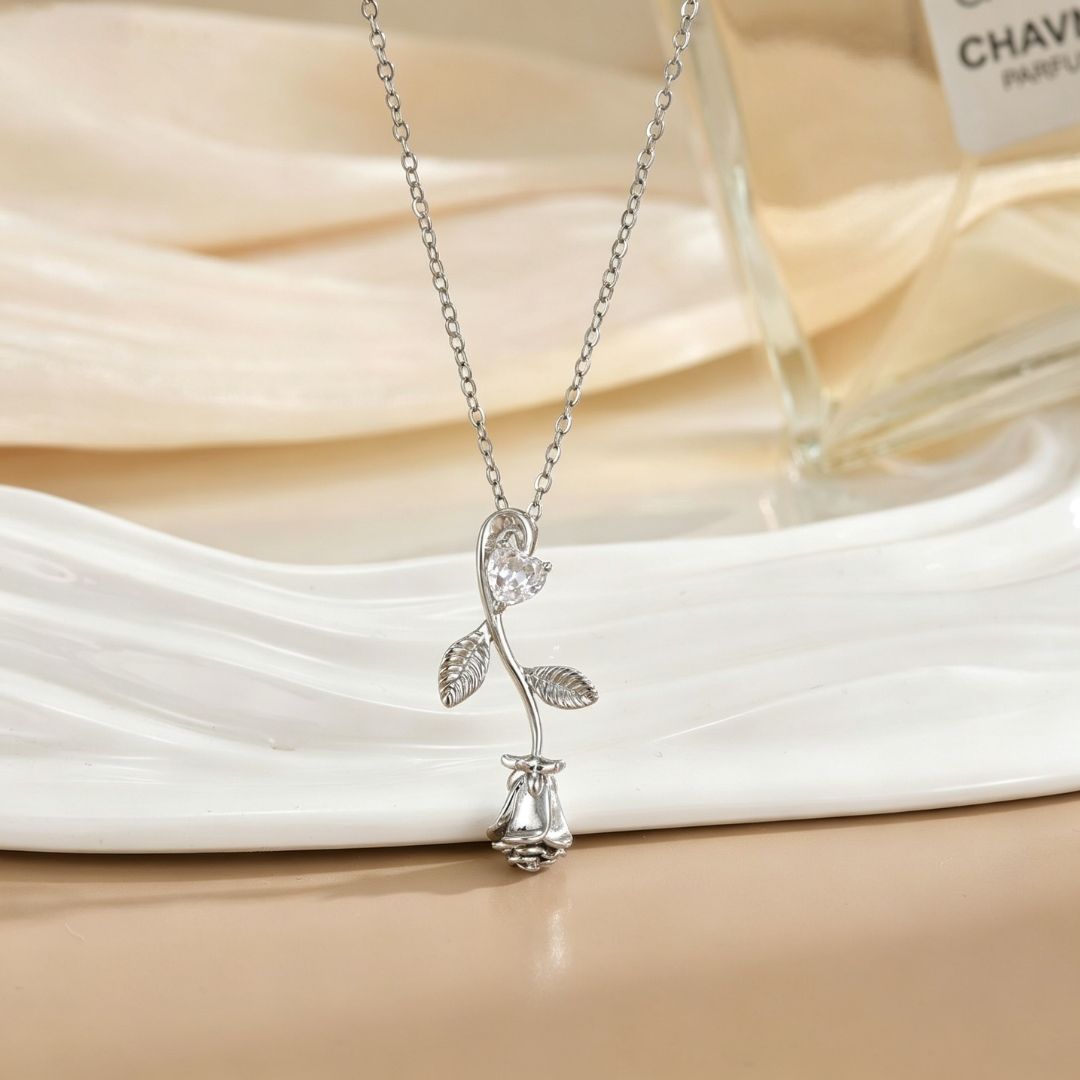 Midnight Meadow Rose Necklace