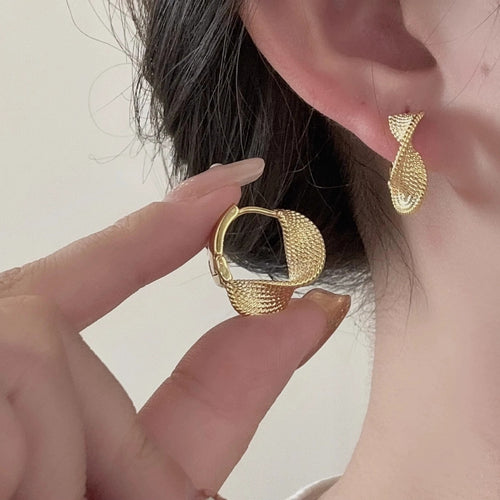 Golden Weave Hoops Earrings