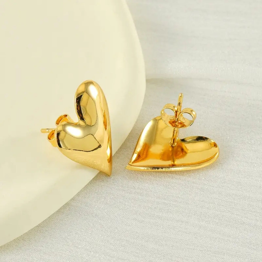 Golden Heart Stud  Earrings