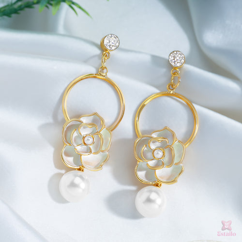Camellia Pearl Earrings