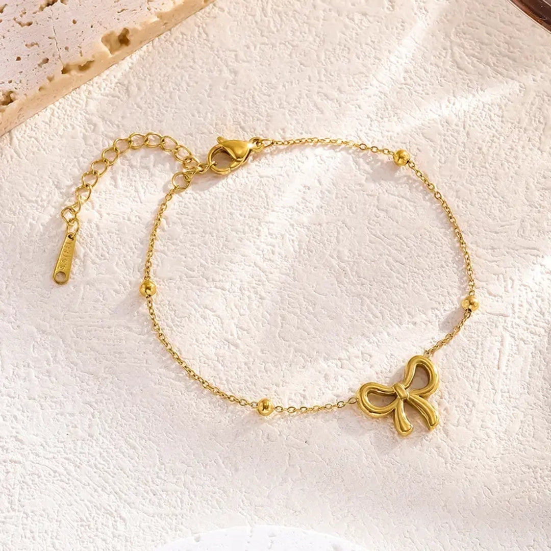 Golden Bow Charm Bracelet