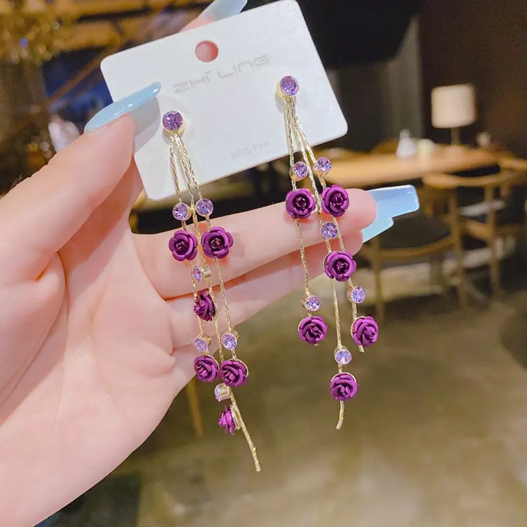 As Pretty As Flower Long Chain Earrings