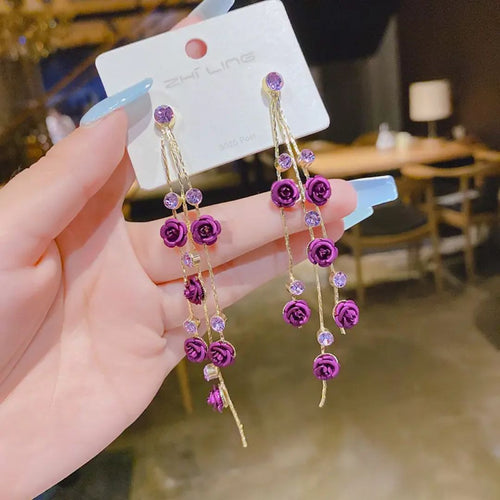As Pretty As Flower Long Chain Earrings