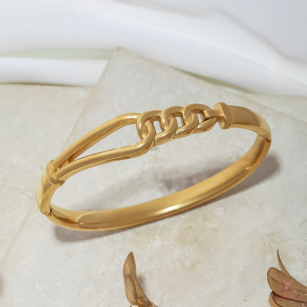 Golden Interlock Cuff Bracelet