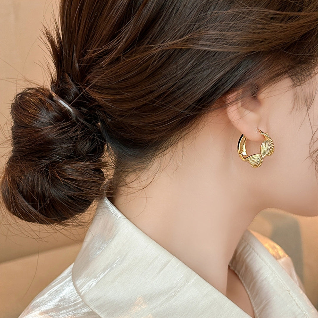 Golden Weave Hoops Earrings