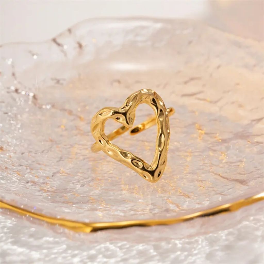 Open Heart Gold Ring