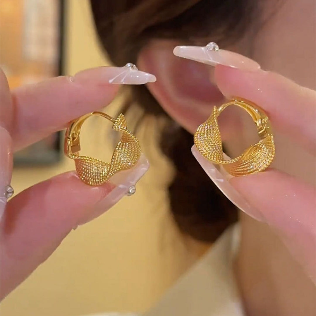 Golden Weave Hoops Earrings
