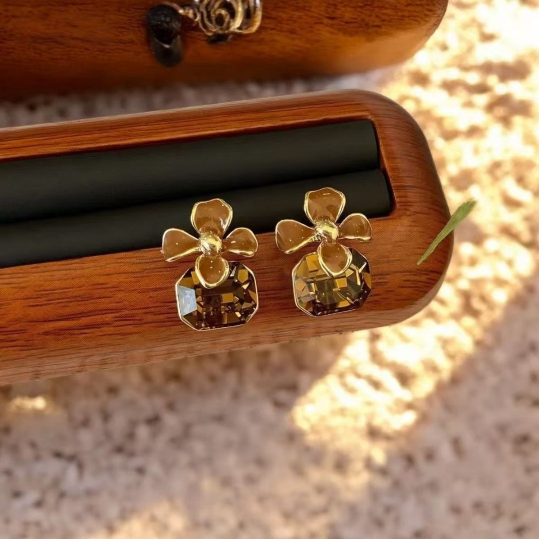 Smoky Quartz Petals Earrings