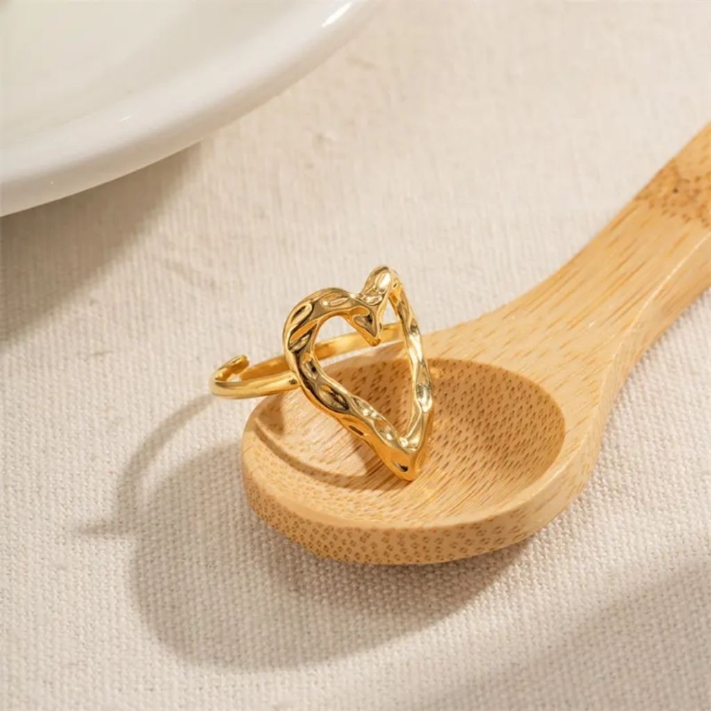 Open Heart Gold Ring