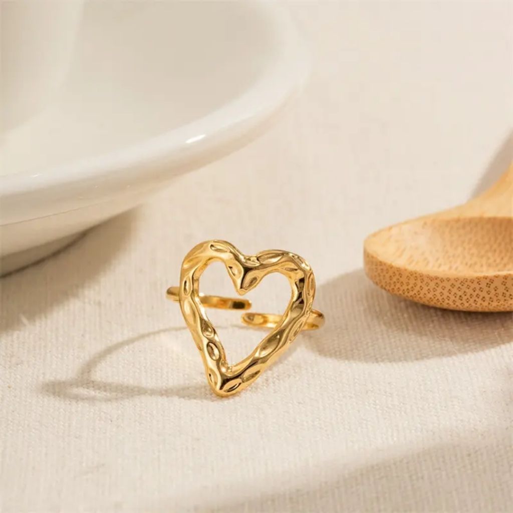 Open Heart Gold Ring