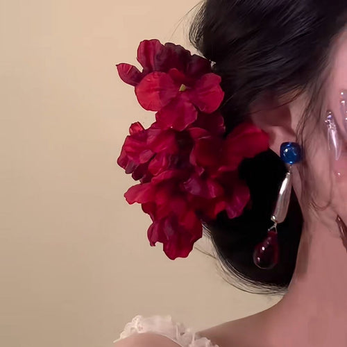 Crimson Orchid Hair Pin