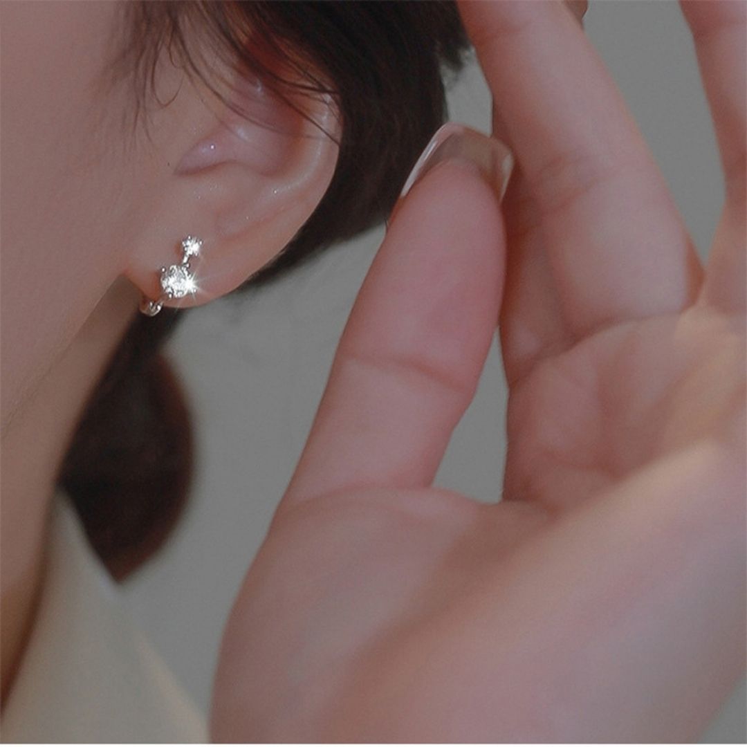Twin Crystal Huggies Earrings