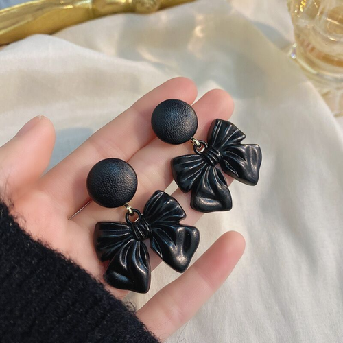 Midnight Bow Dangle Earrings