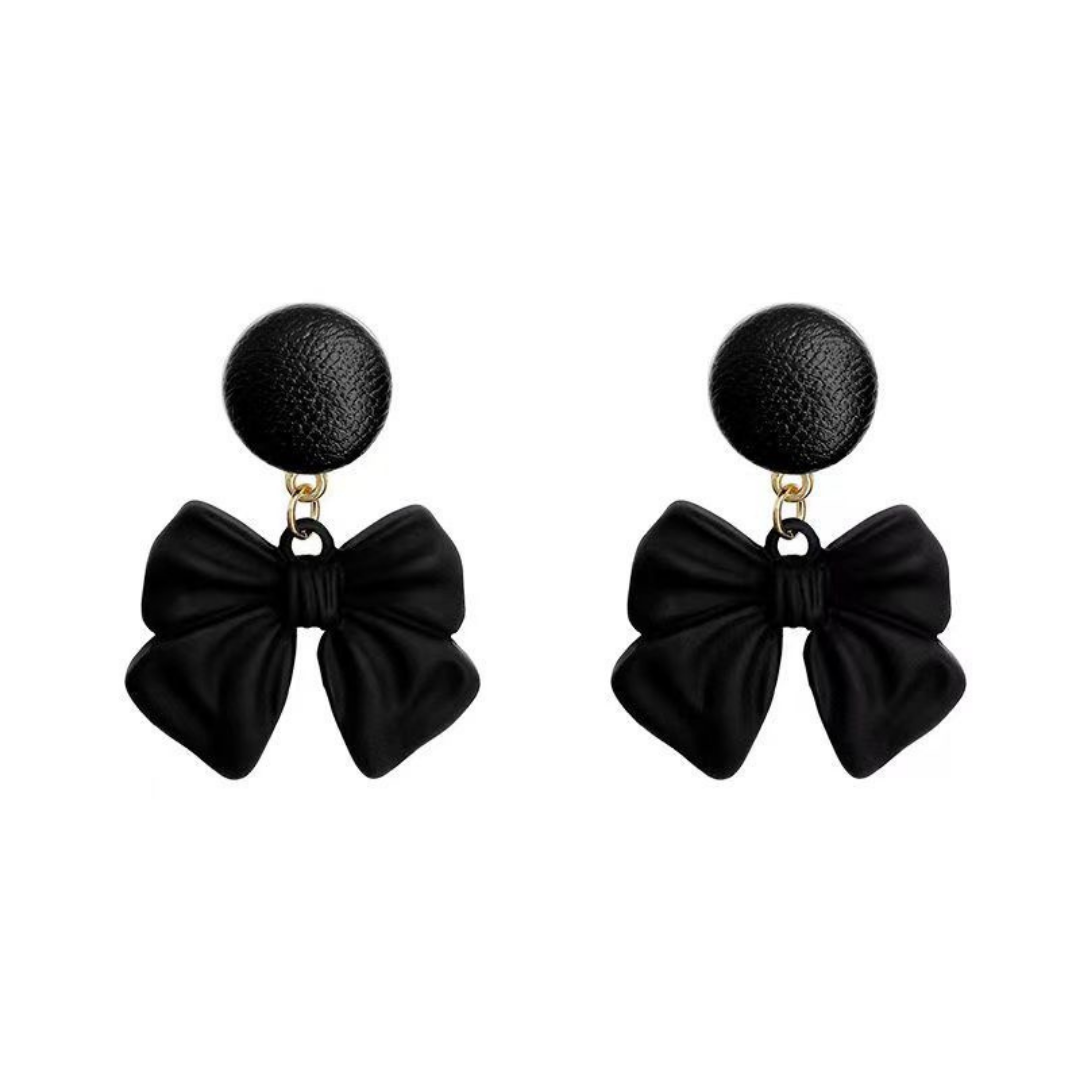 Midnight Bow Dangle Earrings