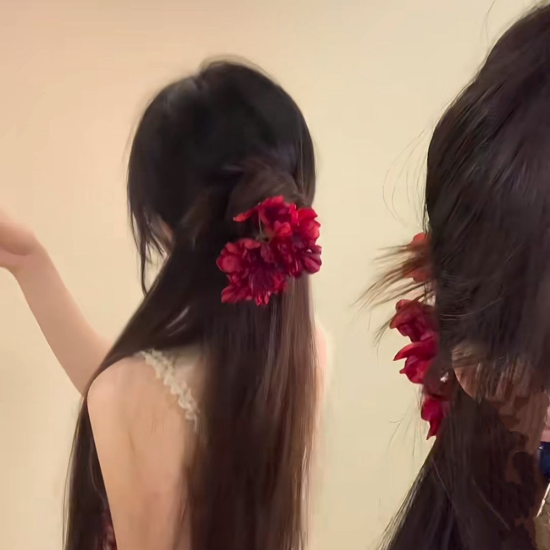 Crimson Orchid Hair Pin
