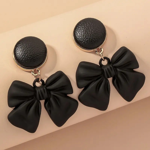 Midnight Bow Dangle Earrings
